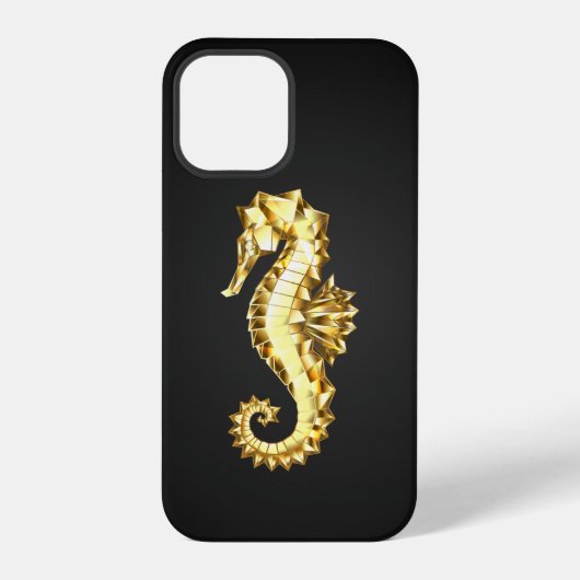 ゴールド多角形タツノオトシゴ iPhoneケース (裏面)