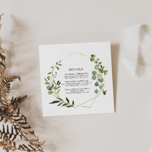 ゴールド幾何グリーンユーカリ結婚式の詳細 エンクロージャーカード