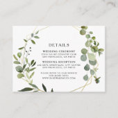 ゴールド幾何グリーンユーカリ結婚式の詳細 エンクロージャーカード (正面)