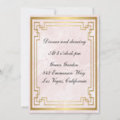 ゴールド幾何フレーム ピンク大理石 ウェディング レセプション 招待状 (正面)