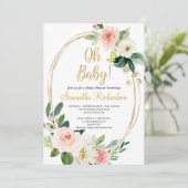 ゴールド幾何学とグリーンリーフボホベイビー 招待状 (スタンド正面)