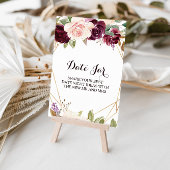 ゴールド幾何学グリーン バーガンディ フラワーデートジャーサイン ポスター