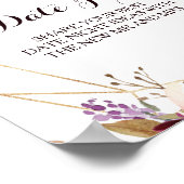 ゴールド幾何学グリーン バーガンディ フラワーデートジャーサイン ポスター (角)