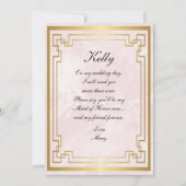 ゴールド幾何学フレーム ピンク大理石 婚約者 招待状 (正面)