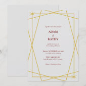 ゴールド幾何学ラインアートの結婚式招待状 招待状 (正面/裏面)