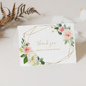 ゴールド幾何学模様の花のウェディングシャワー感謝カード サンキューカード