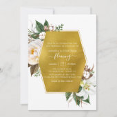 ゴールド幾何学模様の花 50周年結婚記念日 招待状 (正面)