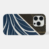 ゴールド幾何学模様ネイビーウェーブモダン iPhoneケース (裏面横)