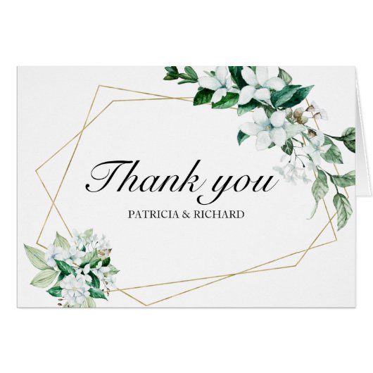 ゴールド幾何学模様フラワーリースグリーンThank You (正面横)