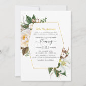 ゴールド幾何学模様 フローラル 50周年 結婚記念日 招待状 (正面)