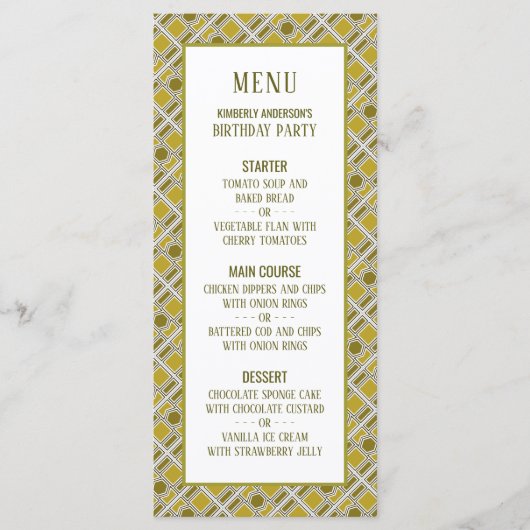 ゴールド幾何学模様 モダン誕生日メニュー メニュー (正面)