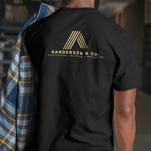 ゴールド建設従業員スタッフブラック Tシャツ