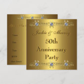 ゴールド招待状 50周年パーティー 招待状 (正面/裏面)