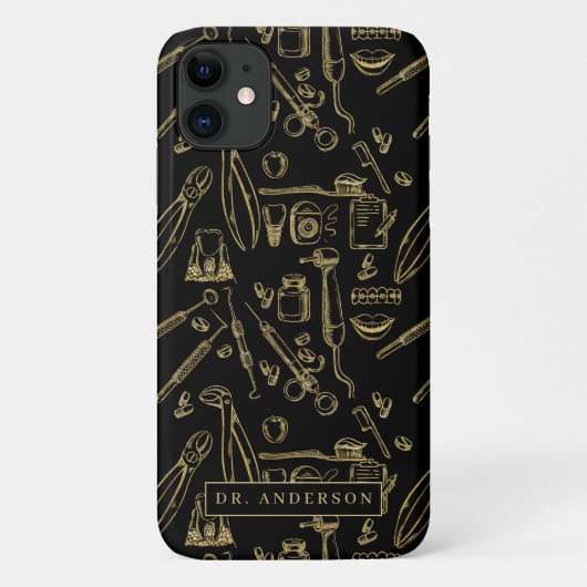 ゴールド柄モノグラム歯科デザイン Case-Mate iPhoneケース (裏面)