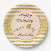 ゴールド水平グリッター ボホ 人気コレクション ペーパープレート (正面)