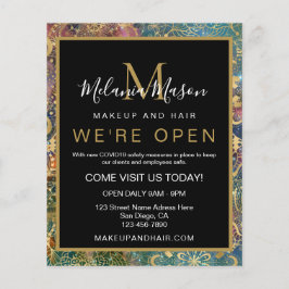 ゴールド水彩と星雲のマンダラ チラシ