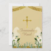 ゴールド洗礼 ファーストバースデー メキシカンフラワーズ 招待状 (裏面)