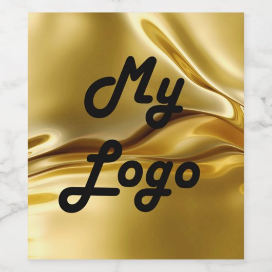 ゴールド流体ロゴ画像ビジネス ワインラベル (シングルラベル)