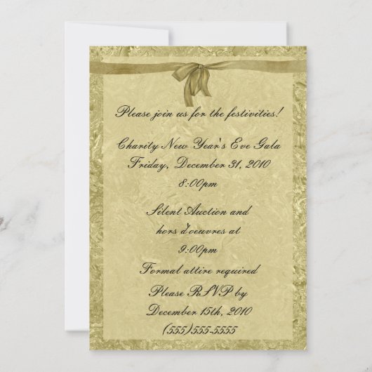 ゴールド箔のフォーマルな新年の招待状 招待状 (裏面)