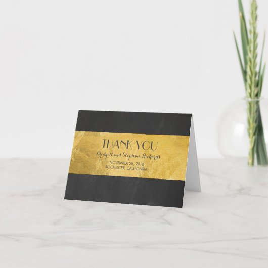 ゴールド箔のモダンなウェディング お礼のカード サンキューカード (正面)