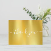 ゴールド箔のモダンエレガントスクリプト サンキューカード (スタンド正面)