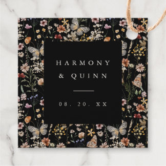 ゴールド箔のワイルドフラワーの結婚式のお礼タグ フェイバータグ