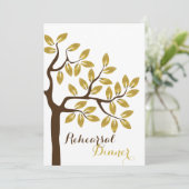 ゴールド箔の木 現代のリハーサルディナー ウェディング 招待状 (スタンド正面)