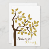 ゴールド箔の木 現代のリハーサルディナー ウェディング 招待状 (正面/裏面)