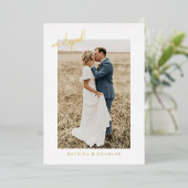 ゴールド箔の秘密結婚発表写真 箔招待状 (立ち正面)