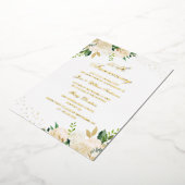 ゴールド箔の花柄 50周年記念 箔招待状 (回転した状態)