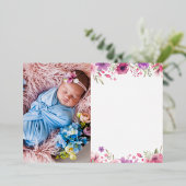 ゴールド箔の花模様の感謝の写真 ベビーお知らせ 箔招待状 (立ち正面)