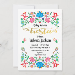 ゴールド箔の花飾り メキシカンフィエスタ ベビーシャワー 招待状