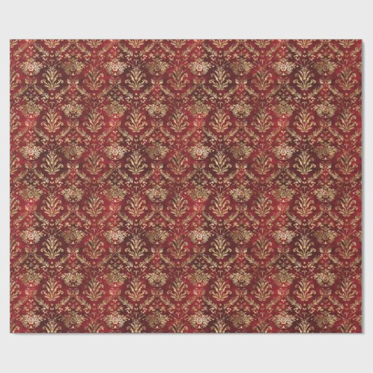 ゴールド箔アクセント付きシームレスクリスマスパターン ラッピングペーパー (フラット)