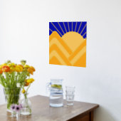 ゴールド箔アブストラクト風景 青 黄色 山々 箔ポスター (レイダウン (キッチン))