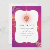 ゴールド箔アラビアンボリウッドウェディング写真 セーブザデート (正面)