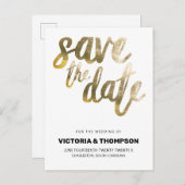 ゴールド箔カスタムパーソナライズウェディング 案内ポストカード (正面/裏面)