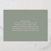 ゴールド箔カリグラフィー卒業お知らせ 箔招待状 (裏面)