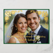 ゴールド箔サンクス お名前とメッセージを追加 箔招待状ポストカード (正面)