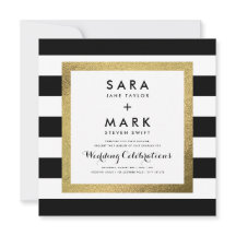 ゴールド箔ストライプ付き白黒結婚製