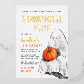 ゴールド箔スペクタクルハロウィン誕生日パーティー 箔招待状 (正面)