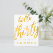 ゴールド箔タイプ 30歳誕生日パーティー招待状 ポストカード (スタンド正面)