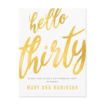 ゴールド箔タイプ 30歳誕生日パーティー招待状
