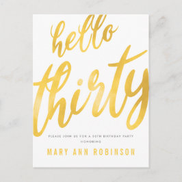 ゴールド箔タイプ 30歳誕生日パーティー招待状 ポストカード