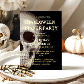 ゴールド箔デッドスカルハロウィンディナーパーティー 箔招待状