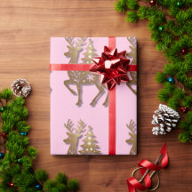 ゴールド箔トナカイとクリスマスツリー 