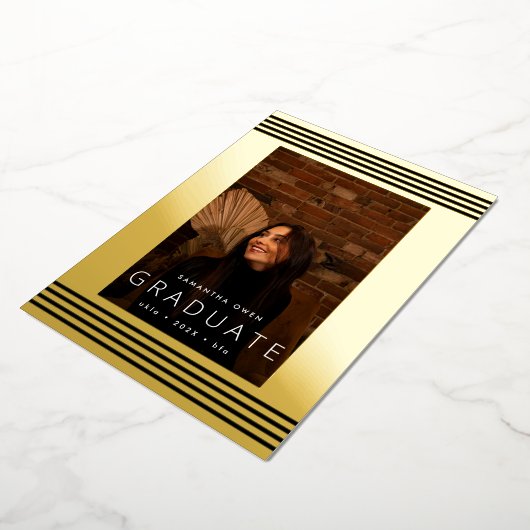 ゴールド箔プレス |フレーム大学院のお知らせ 箔招待状 (回転した状態)