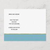 ゴールド箔ポリゴン、貝殻 ウェディング Save the Date 案内ポストカード (裏面)