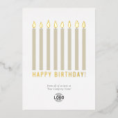 ゴールド箔ロゴキャンドル ビジネス 誕生日カード 箔招待状 (正面)