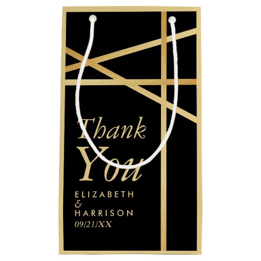 ゴールド箔効果幾何学スタイルの結婚式 スモールペーパーバッグ (正面)