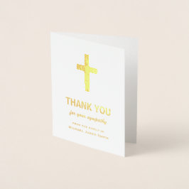 ゴールド箔悔やみや弔慰サンキューカード（クロス付） 箔カード